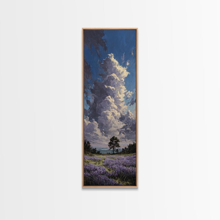 Bees Circling Lavender Blossoms Canvas Print, Nature Art, Wood Wall Art, Living Room Decor, Nature, Digital Download Art, NAT-1x3-11