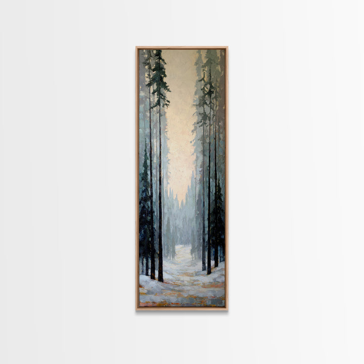 Fox Crossing a Snowy Forest Clearing Canvas Print, Nature Art, Moss Art, Living Room Decor, Oil Painting, Nature, NAT-1x3-22