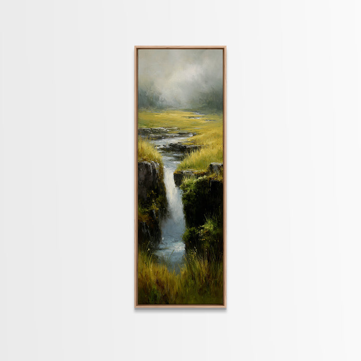 Waterfall Hidden Among Dark Green Rocks Canvas Print, Nature Art, Printable Wall Art, Living Room Decor, Fine Art, Nature, NAT-1x3-39