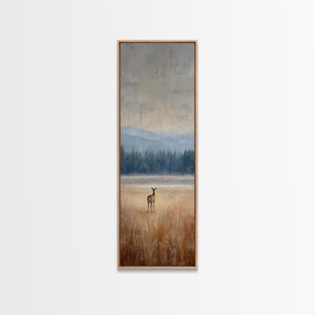 Deer Standing in a Golden Field Canvas Print, Nature Art, Contemporary Art, Living Room Decor, Fine Art, Nature, Framed Art, NAT-1x3-44