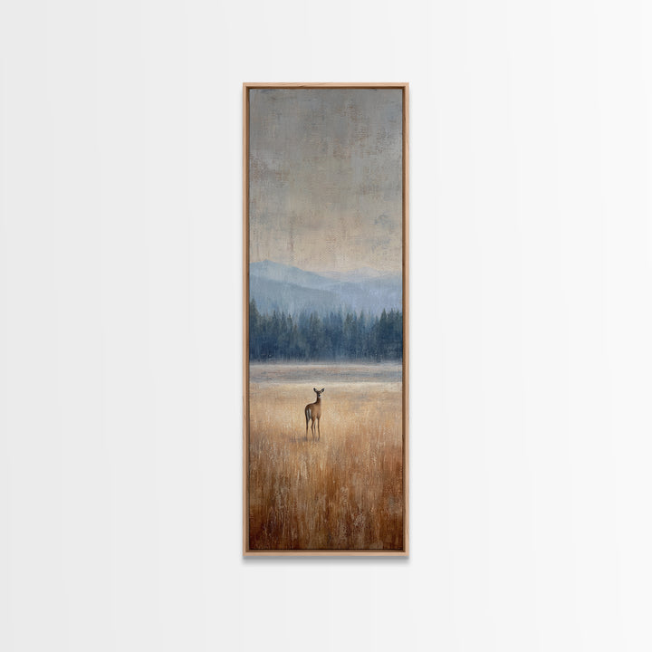 Deer Standing in a Golden Field Canvas Print, Nature Art, Contemporary Art, Living Room Decor, Fine Art, Nature, Framed Art, NAT-1x3-44