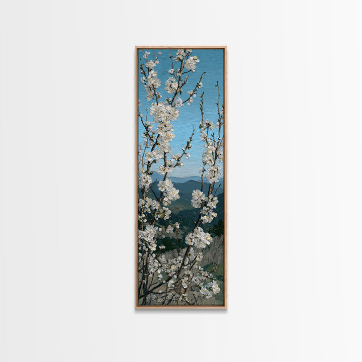 Spring Cherry Blossoms Framed Canvas Print, Nature Art, Home Decor, Living Room Decor, Fine Art, Nature, Abstract Wall Art, NAT-1x3-52