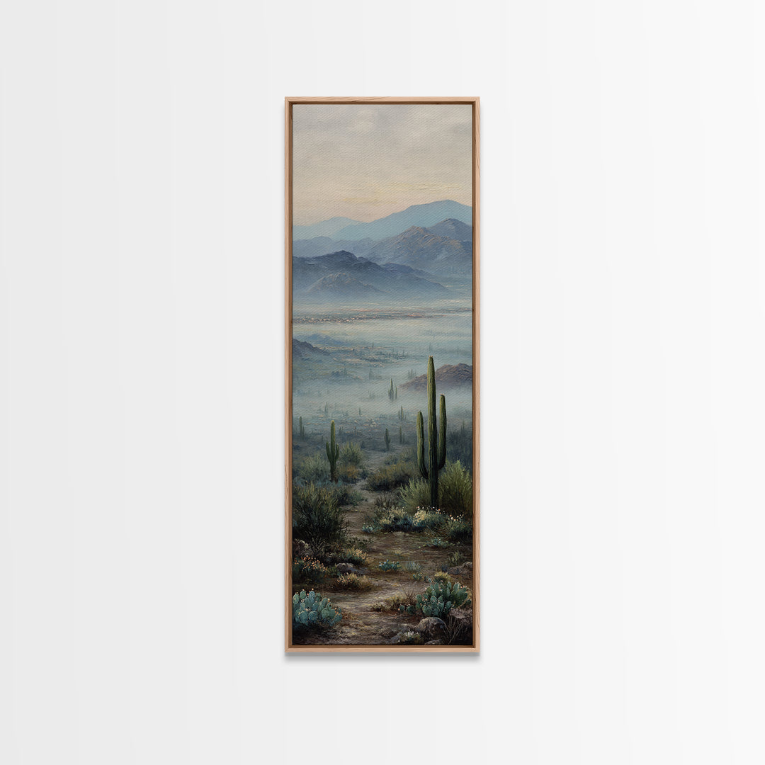 Desert Cactus Blooming After Rain Canvas Print, Nature Art, Wall Hangings, Living Room Decor, Nature, Stained Glass Art, NAT-1x3-56