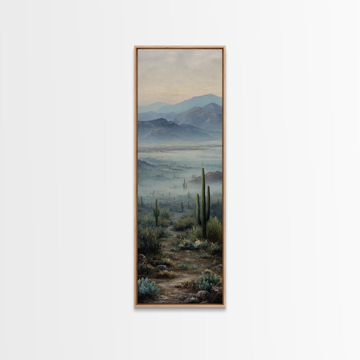Desert Cactus Blooming After Rain Canvas Print, Nature Art, Wall Hangings, Living Room Decor, Nature, Stained Glass Art, NAT-1x3-56