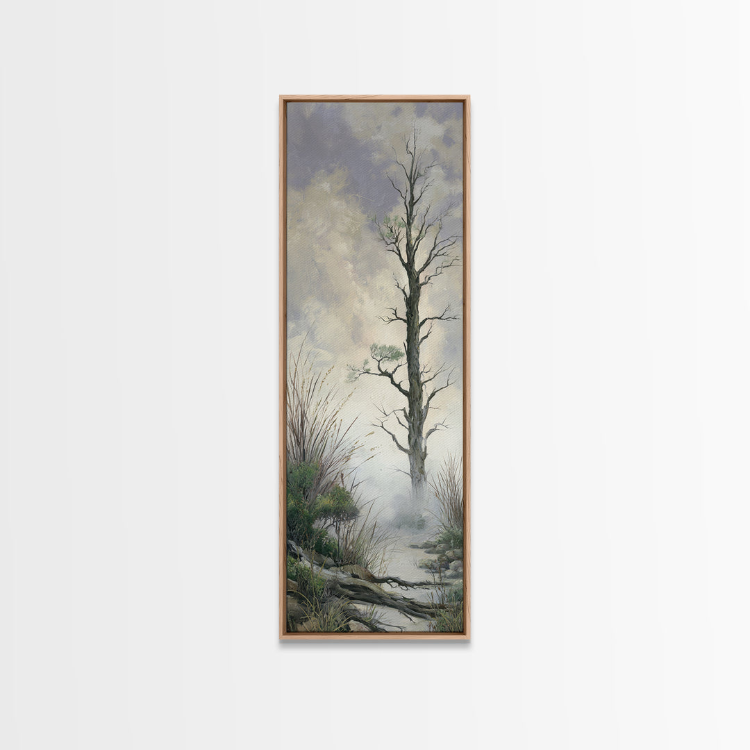 Tree of Life Framed Canvas Print, Nature Art, Mountain Wall Art, Living Room Decor, Oil Painting, Nature, Fine Art Print, NAT-1x3-75