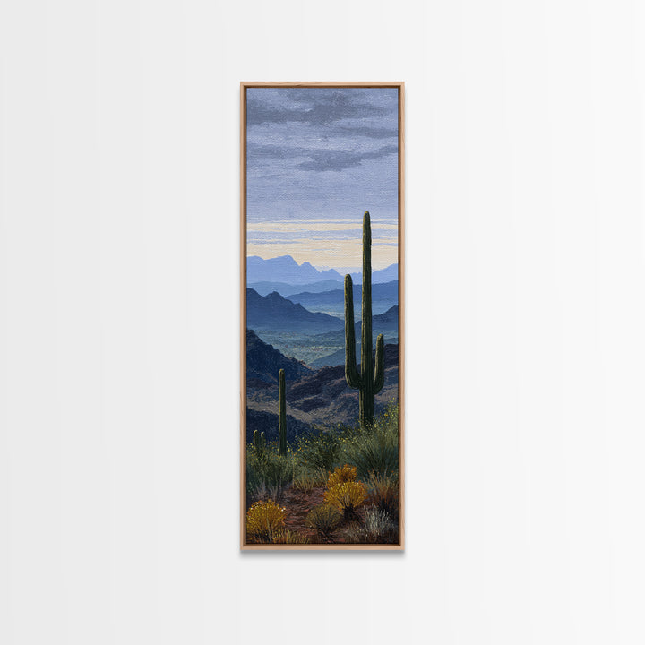 Desert Cactus Blooming After Rain Framed Canvas Print, Nature Art, Statement Artwork, Living Room Decor, Fine Art, Nature, NAT-1x3-8