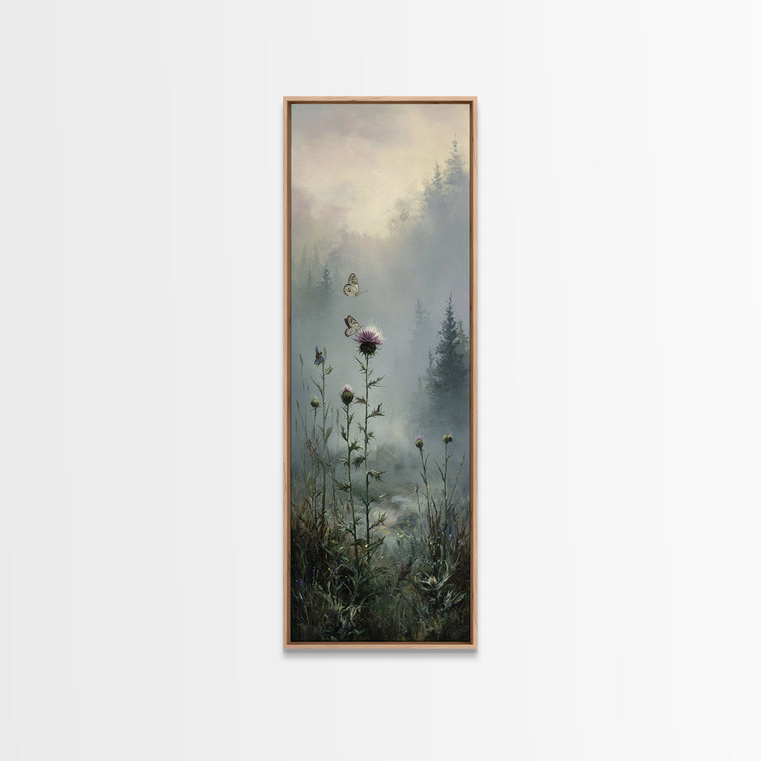 Butterfly Resting on a Blooming Thistle Canvas Print, Nature Art, 3d Wall Art, Living Room Decor, Nature, Nature Wall Art, NAT-1x3-88