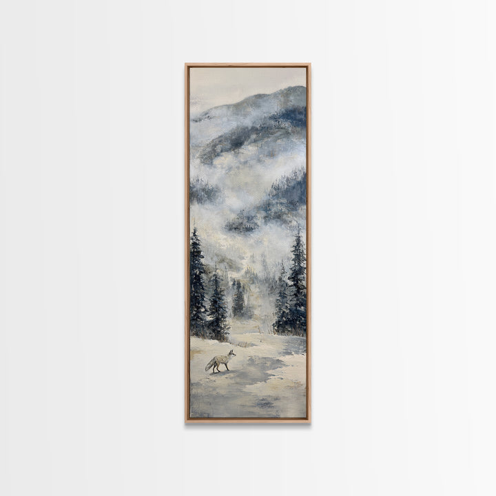 Fox Crossing a Snowy Forest Clearing Canvas Print, Nature Art, Fine Art Print, Living Room Decor, Fine Art, Nature, Poster, NAT-1x3-94