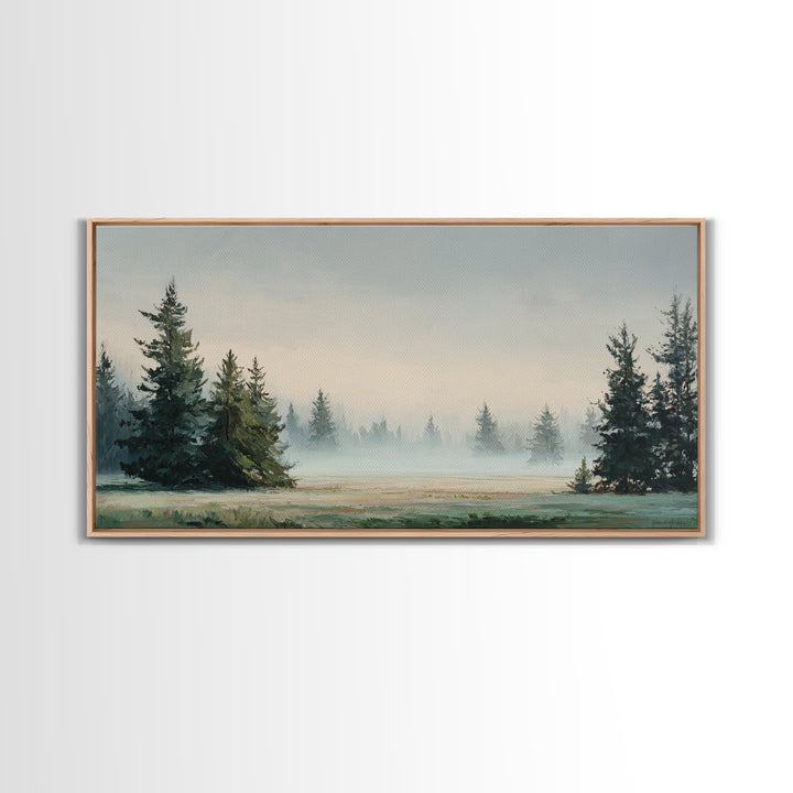 Moody Pine Forest Framed Canvas Print, Nature Art, Minimalist Decor, Living Room Decor, Fine Art, Nature, Artwork, Framed Art, NAT-2x1-37