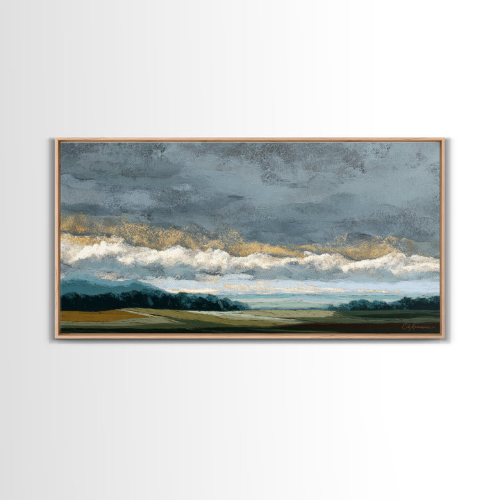 Storm Clouds over a Rolling Prairie Canvas Print, Nature Art, Wall Art, Living Room Decor, Fine Art, Nature, Wood Wall Art, NAT-2x1-58