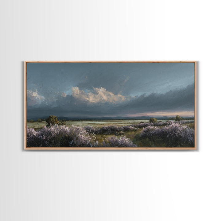 Bees Circling Lavender Blossoms Framed Canvas Print, Nature Art, Nature Wall Art, Living Room Decor, Fine Art, Nature, NAT-2x1-67