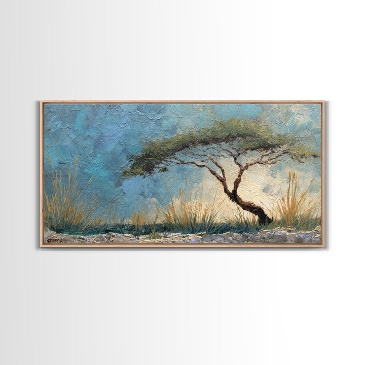 Tree of Life Framed Canvas Print, Nature Art, Living Room Decor, Oil Painting, Nature, Framed Art, Wood Wall Art, NAT-2x1-83