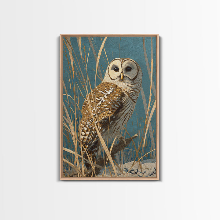 Owl in Moonlit Branches Canvas Print, Nature Art, Fine Art Print, Living Room Decor, Fine Art, Nature, Poster, Wall Decor, NAT-2x3-27