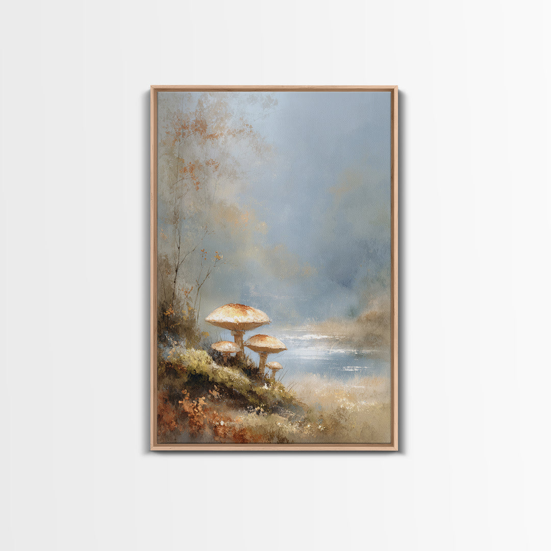 Mushroom Cluster in Enchanted Woodland Canvas Print, Nature Art, Minimalist Decor, Living Room Decor, Fine Art, Nature, NAT-2x3-39