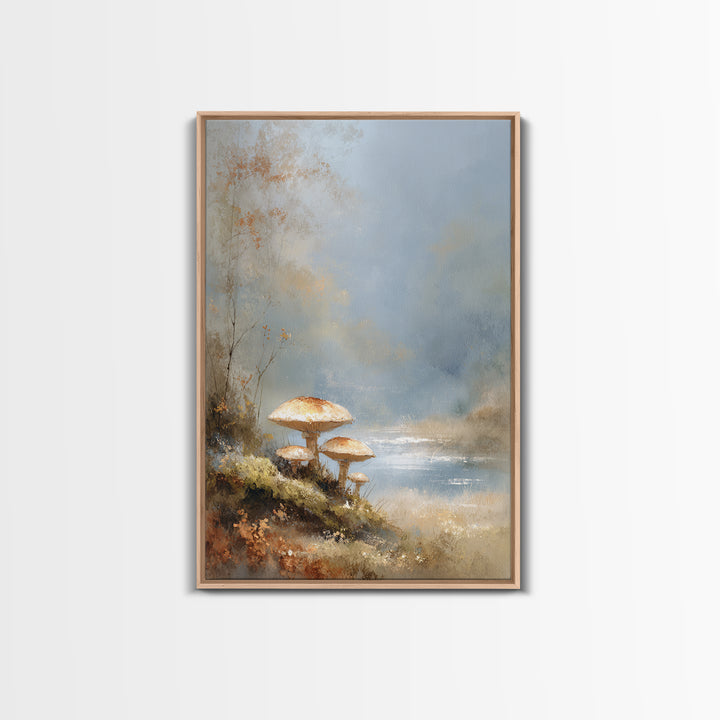 Mushroom Cluster in Enchanted Woodland Canvas Print, Nature Art, Minimalist Decor, Living Room Decor, Fine Art, Nature, NAT-2x3-39