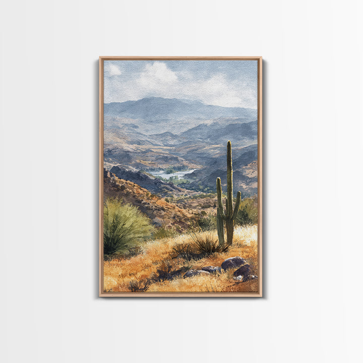 Desert Cactus Blooming After Rain Framed Canvas Print, Nature Art, Statement Artwork, Living Room Decor, Fine Art, Nature, NAT-2x3-4