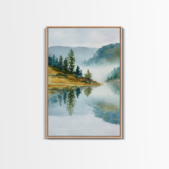 Misty Mountain Lake Canvas Print, Nature Art, Original Painting, Living Room Decor, Fine Art, Nature, Mountain Wall Art, NAT-2x3-61