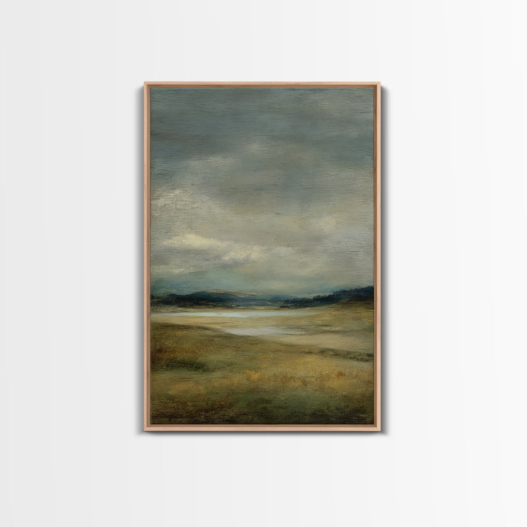 Storm Clouds over a Rolling Prairie Framed Canvas Print, Nature Art, Wall Hangings, Living Room Decor, Fine Art, Nature, NAT-2x3-94