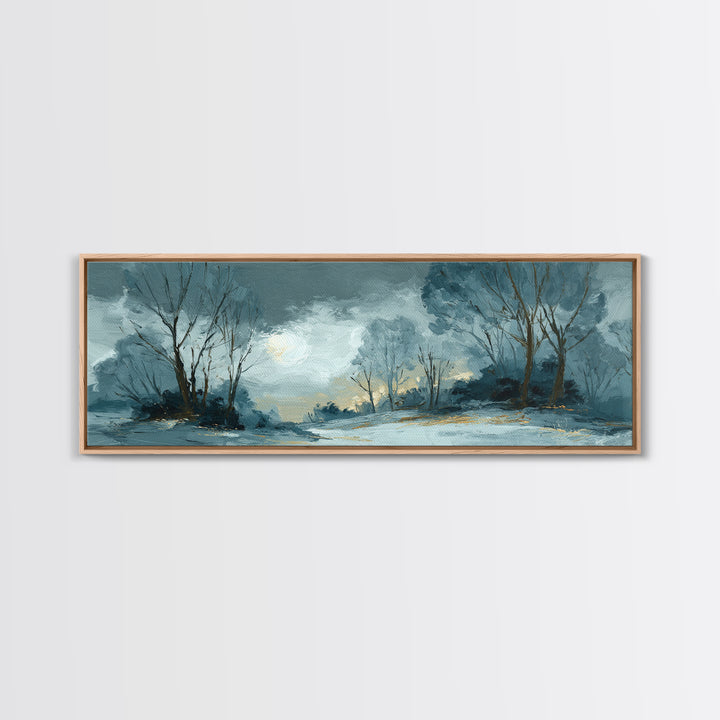 Owl in Moonlit Branches Canvas Print, Nature Art, Bird Wall Art, Living Room Decor, Fine Art, Nature, Textured Painting, NAT-3x1-11