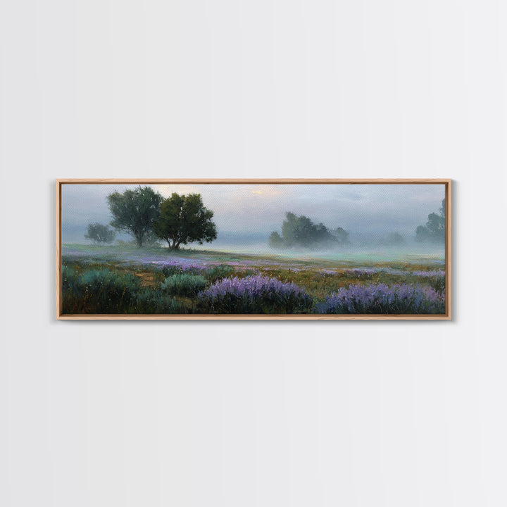 Bees Circling Lavender Blossoms Framed Canvas Print, Nature Art, Nature Wall Art, Living Room Decor, Fine Art, Nature, NAT-3x1-15