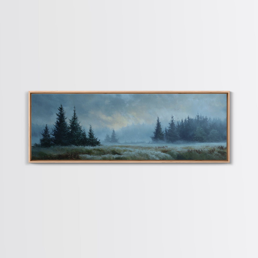 Moody Pine Forest Canvas Print, Nature Art, 3d Wall Art, Living Room Decor, Oil Painting, Nature, Nature Wall Art, NAT-3x1-33