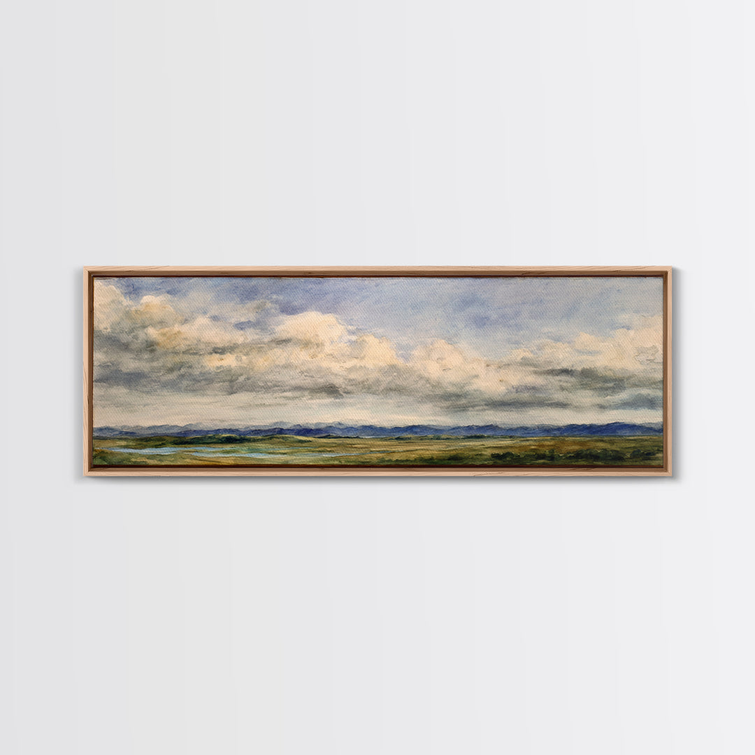 Storm Clouds over a Rolling Prairie Canvas Print, Nature Art, Landscape Art, Living Room Decor, Fine Art, Nature, Boho Decor, NAT-3x1-54