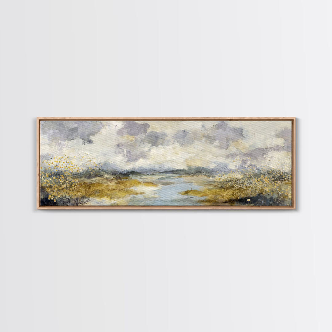 Bees Circling Lavender Blossoms Framed Canvas Print, Nature Art, Room Decor, Living Room Decor, Fine Art, Nature, Wall Hangings, NAT-3x1-63