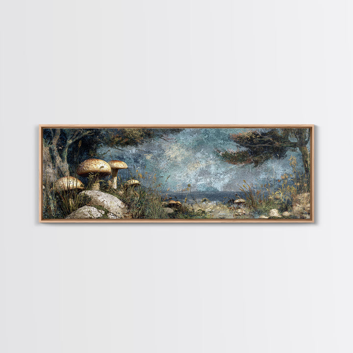 Mushroom Cluster in Enchanted Woodland Canvas Print, Nature Art, Original Painting, Living Room Decor, Fine Art, Nature, NAT-3x1-71