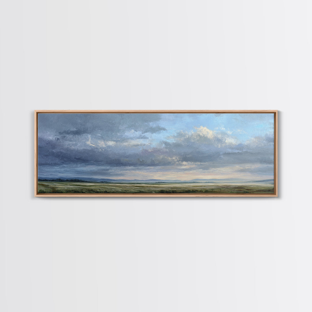 Storm Clouds over a Rolling Prairie Canvas Print, Nature Art, Poster, Living Room Decor, Fine Art, Nature, Abstract Wall Art, NAT-3x1-78