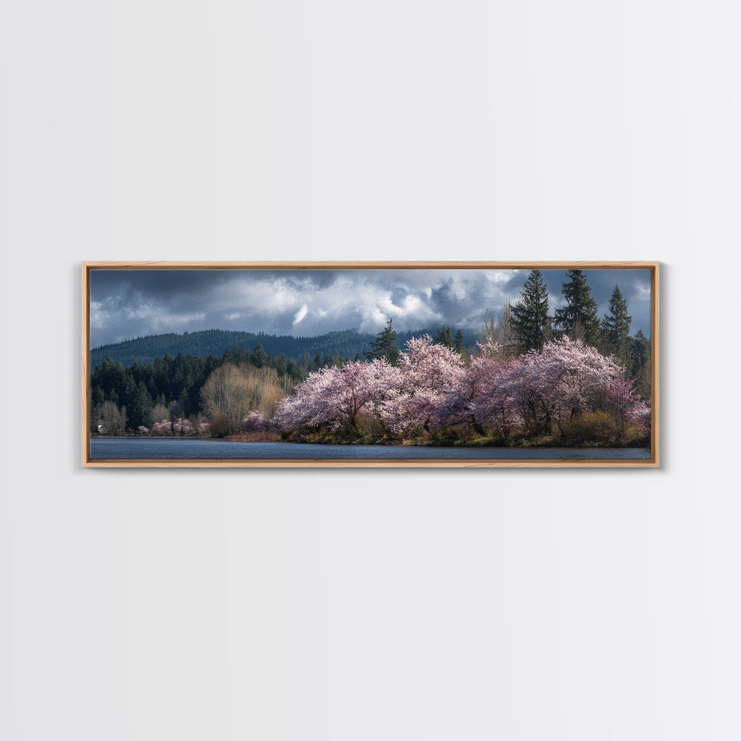 Spring Cherry Blossoms Canvas Print, Nature Art, Poster, Living Room Decor, Fine Art, Nature, Abstract Wall Art, 3d Wall Art, NAT-3x1-80