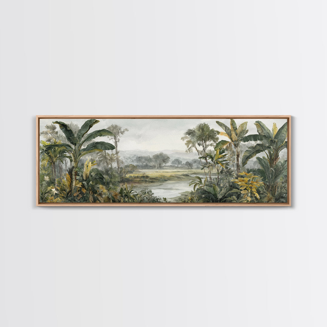 Tropical Jungle Leaves Canvas Print, Nature Art, Moss Art, Living Room Decor, Oil Painting, Nature, Statement Artwork, NAT-3x1-85