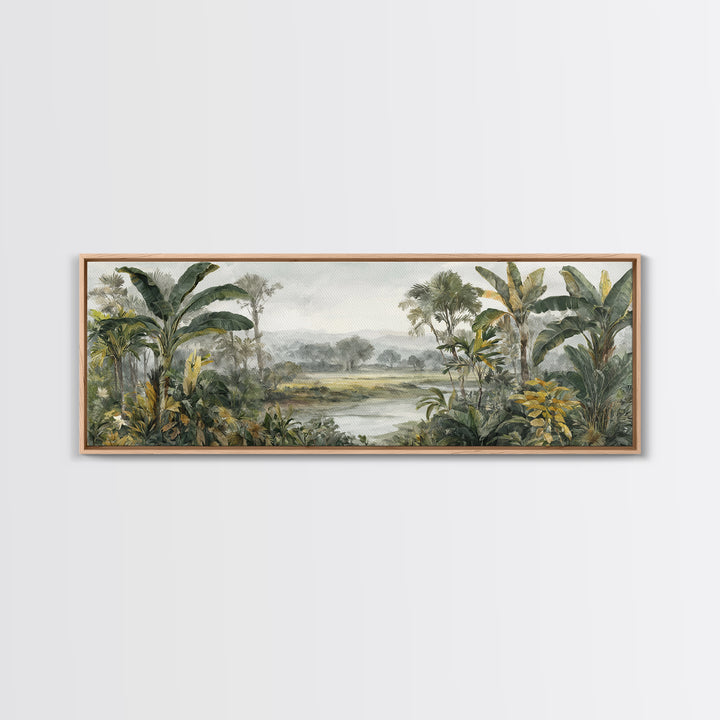 Tropical Jungle Leaves Canvas Print, Nature Art, Moss Art, Living Room Decor, Oil Painting, Nature, Statement Artwork, NAT-3x1-85