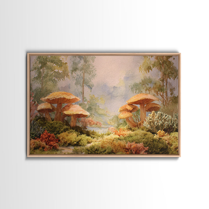 Mushroom Cluster in Enchanted Woodland Canvas Print, Nature Art, Wall Art, Living Room Decor, Fine Art, Nature, Wood Wall Art, NAT-3x2-83