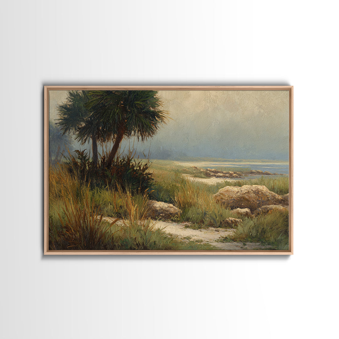 Tropical Jungle Leaves Framed Canvas Print, Nature Art, Mountain Art, Living Room Decor, Watercolor Art, Nature, NAT-3x2-97