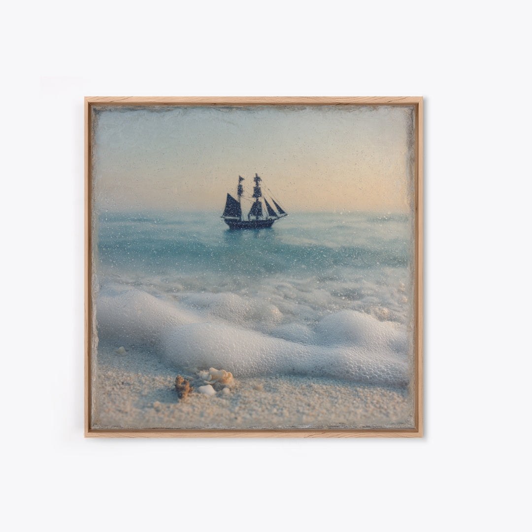 Tall Ship Silhouette at Sunset Framed Canvas Print, Nautical Art, Antique Decor, Coastal Decor, Harbor, Downloadable Prints, NAU-1x1-56