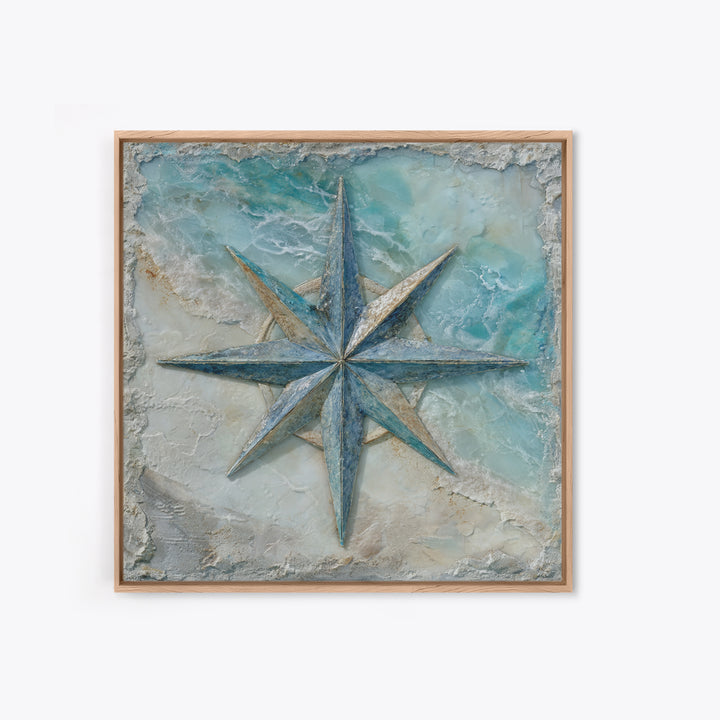 Nautical Star Compass Rose Framed Canvas Print, Nautical Art, Gallery Decor, Coastal Decor, Fine Art, Harbor, Wall Art, NAU-1x1-62