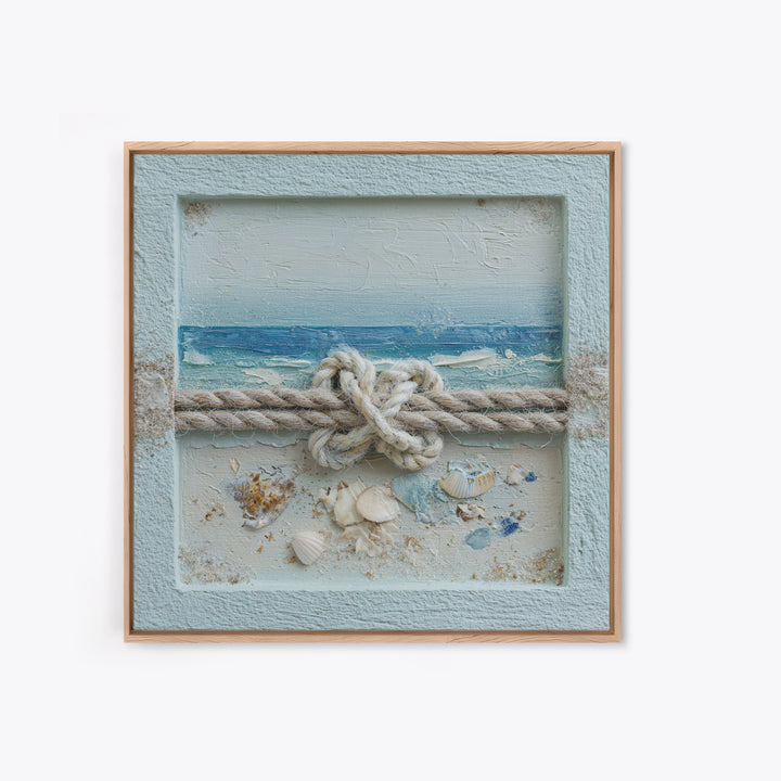 Lobster and Rope Coastal Illustration Framed Canvas Print, Nautical Art, Beach Decor, Coastal Decor, Fine Art, Harbor, NAU-1x1-68