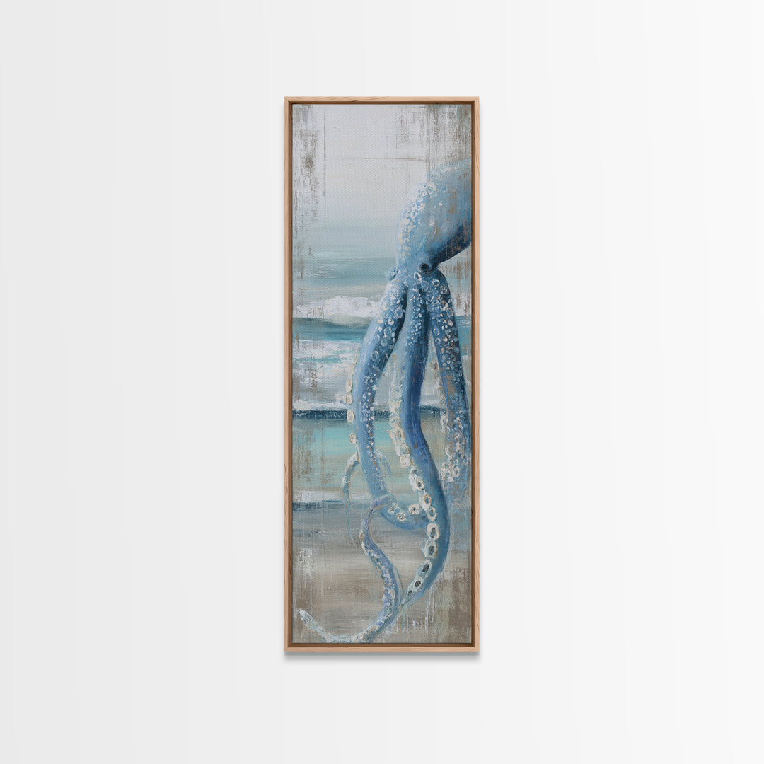 Octopus Wrapped Around an Anchor Canvas Print, Nautical Art, Oil Painting, Coastal Decor, Fine Art, Harbor, Beach Decor, NAU-1x3-25