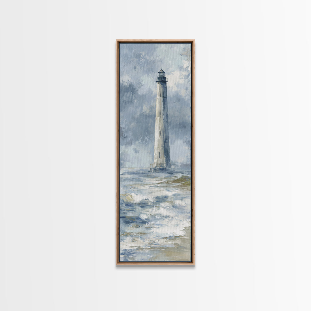 Lighthouse Standing Against Stormy Waves Canvas Print, Nautical Art, Nautical Decor, Coastal Decor, Fine Art, Harbor, NAU-1x3-39