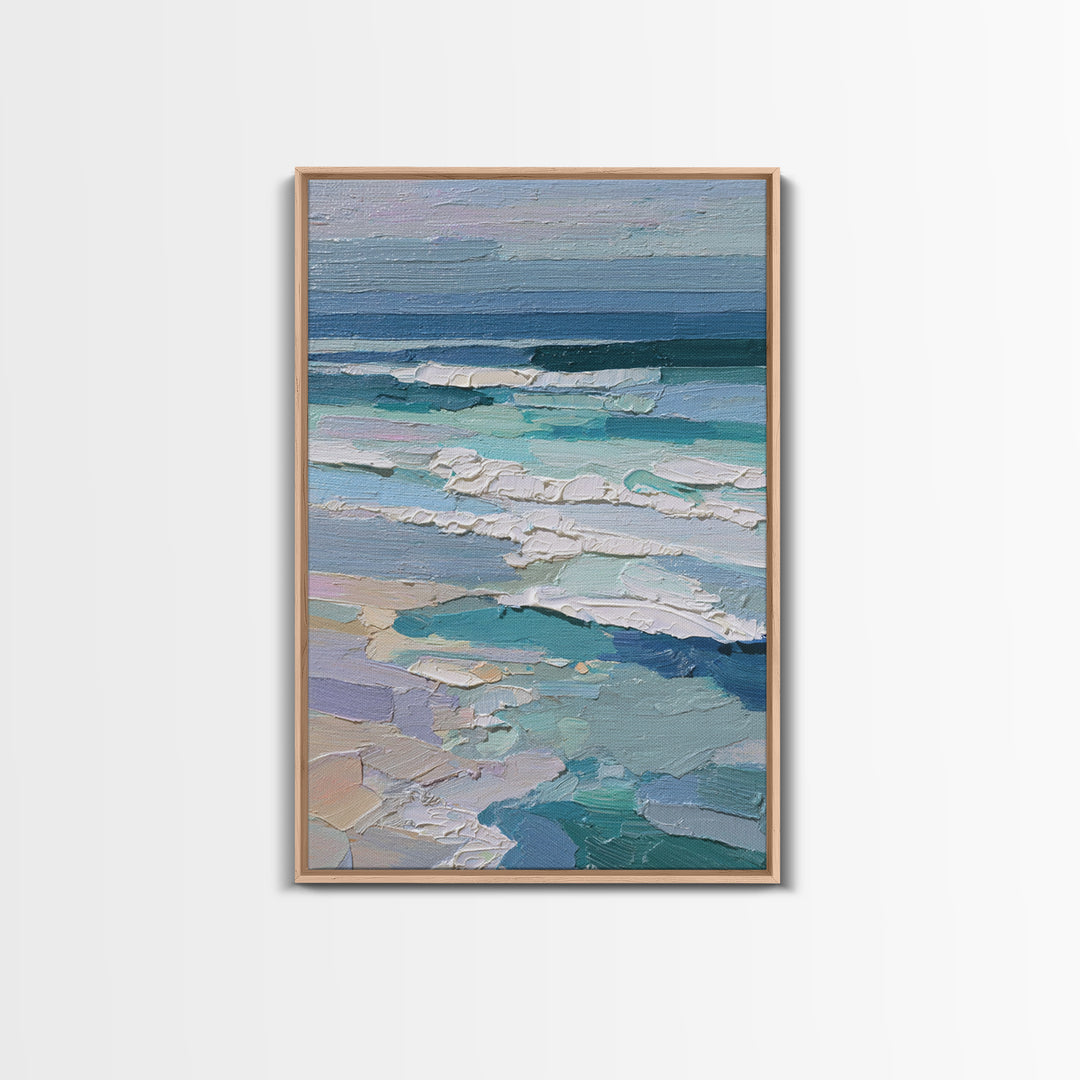 Porthole View of Waves and Moon Framed Canvas Print, Nautical Art, Minimalist Decor, Coastal Decor, Fine Art, Harbor, NAU-2x3-6