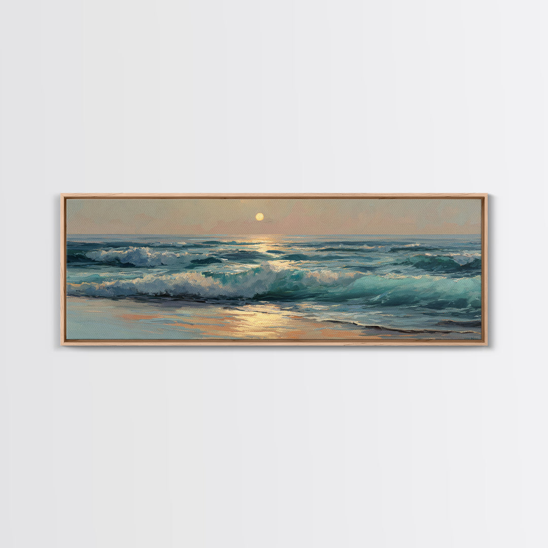 Porthole View of Waves and Moon Canvas Print, Nautical Art, Modern Decor, Coastal Decor, Fine Art, Harbor, Poster, Wall Decor, NAU-3x1-14