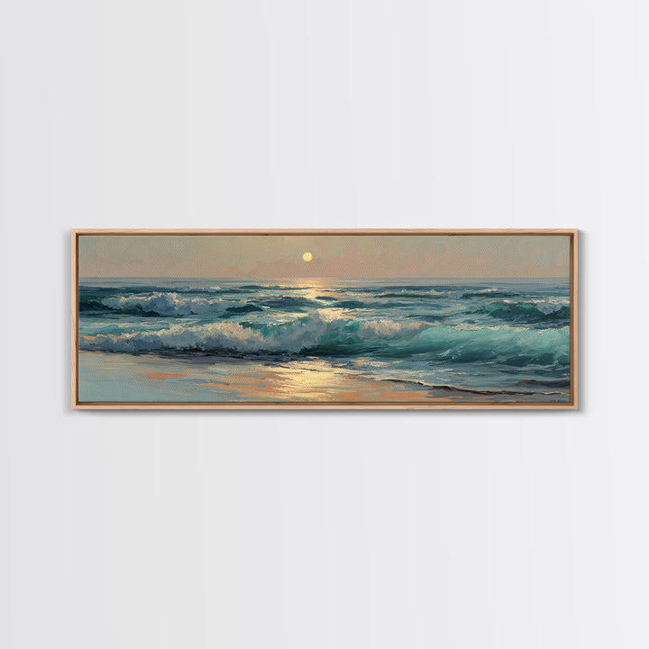 Porthole View of Waves and Moon Canvas Print, Nautical Art, Modern Decor, Coastal Decor, Fine Art, Harbor, Poster, Wall Decor, NAU-3x1-14