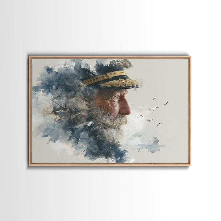 Sea Captain Portrait Canvas Print, Nautical Art, Modern Decor, Coastal Decor, Fine Art, Harbor, Poster, Wall Decor, Painting, NAU-3x2-11