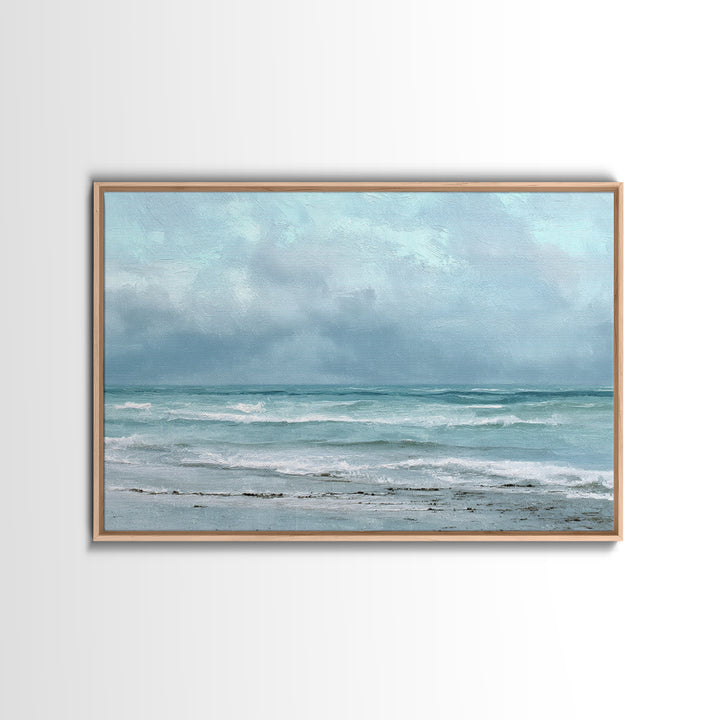 Stormy Cloudscape over Open Ocean Framed Canvas Print, Nautical Art, Gallery Wall, Coastal Decor, Fine Art, Harbor, Room Decor, NAU-3x2-25