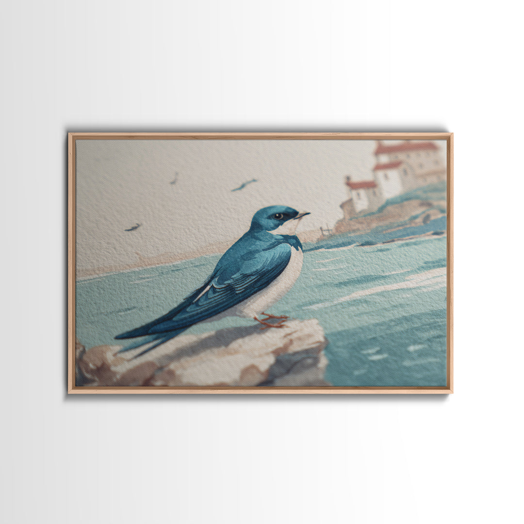 Sailor Tattoo Swallow and Anchor Canvas Print, Nautical Art, Beach Print, Coastal Decor, Fine Art, Harbor, Luxury Decor, NAU-3x2-3