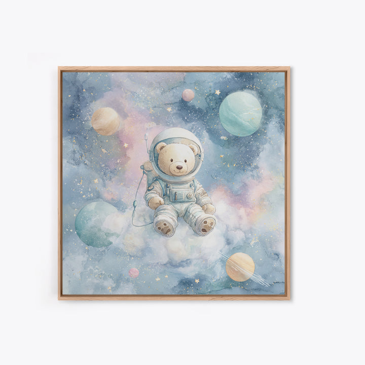 Little Astronaut Bear Canvas Print, Nursery Decor, Wall, Oil Painting, Nursery, Nursery Wall Decals, Woodland Nursery, NDE-1x1-15