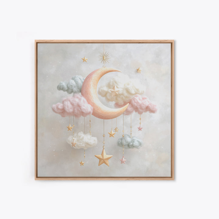Moon Phase Mobile Canvas Print, Nursery Decor, Wall Decals, Abstract Art, Nursery, Girl Nursery Decor, Nursery Name Sign, NDE-1x1-3