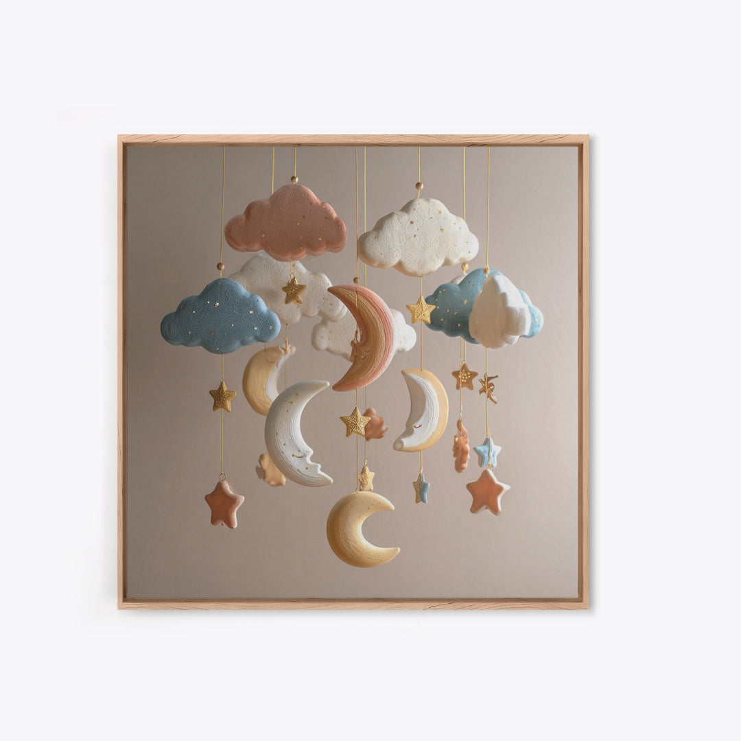 Moon Phase Mobile Canvas Print, Nursery Decor, Art Print, Nursery, Woodland Nursery Decor, Nursery Prints, Playroom Decor, NDE-1x1-99
