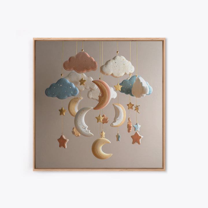 Moon Phase Mobile Canvas Print, Nursery Decor, Art Print, Nursery, Woodland Nursery Decor, Nursery Prints, Playroom Decor, NDE-1x1-99