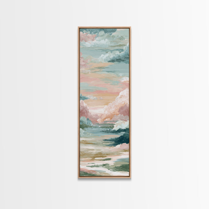 Pastel Rainbow with Soft Cloud Shapes Canvas Print, Nursery Decor, Minimalist Decor, Nursery, Wall Decals, Nursery Wall Decor, NDE-1x3-13